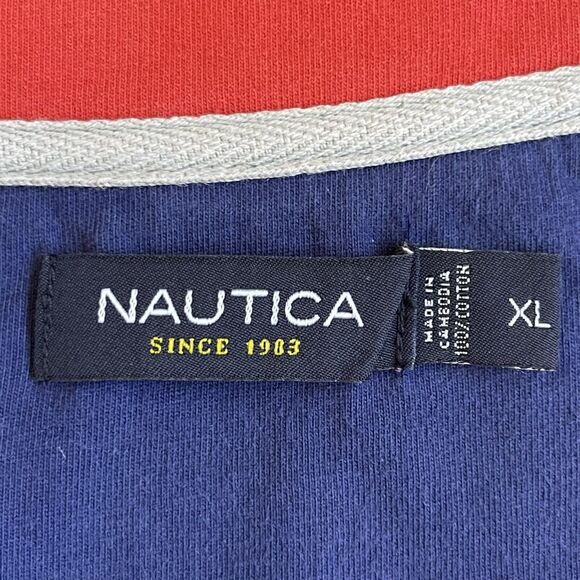 Nautica Quarter-Zip Pullover Sweater Men Size XL Red High-Neck 100% Cotton - Picture 4 of 13